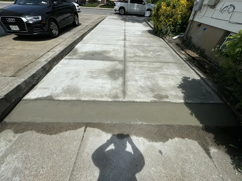 Concrete driveway freshly poured and finished